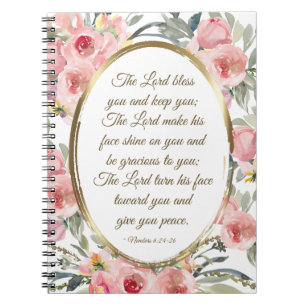 Numbers 6:24-26 The Lord Bless You Pink Floral Notebook