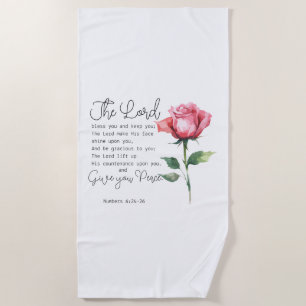 Numbers 6:24-26 The Lord Bless you Rose Flower Beach Towel