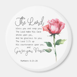 Numbers 6:24-26 The Lord Bless you Rose Flower Magnet