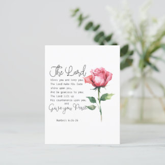 Numbers 6:24-26 The Lord Bless you Rose Flower Postcard