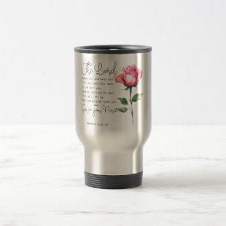 Numbers 6:24-26 The Lord Bless you Rose Flower Travel Mug