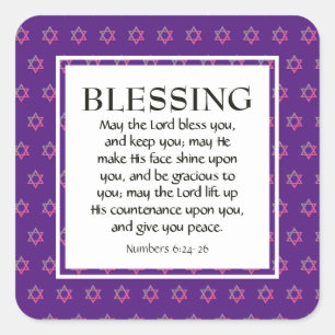 Numbers 6:24-26 THE LORD BLESS YOU Star of David Square Sticker