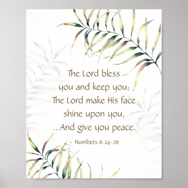 Numbers 6 24-26 The Lord Bless You Tropical Palm Poster (Front)