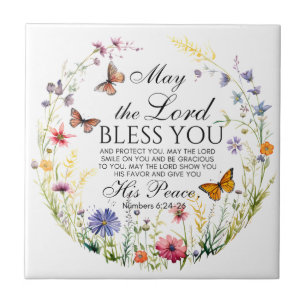 Numbers 6:24-26 The Lord Bless you Wildflower Tile