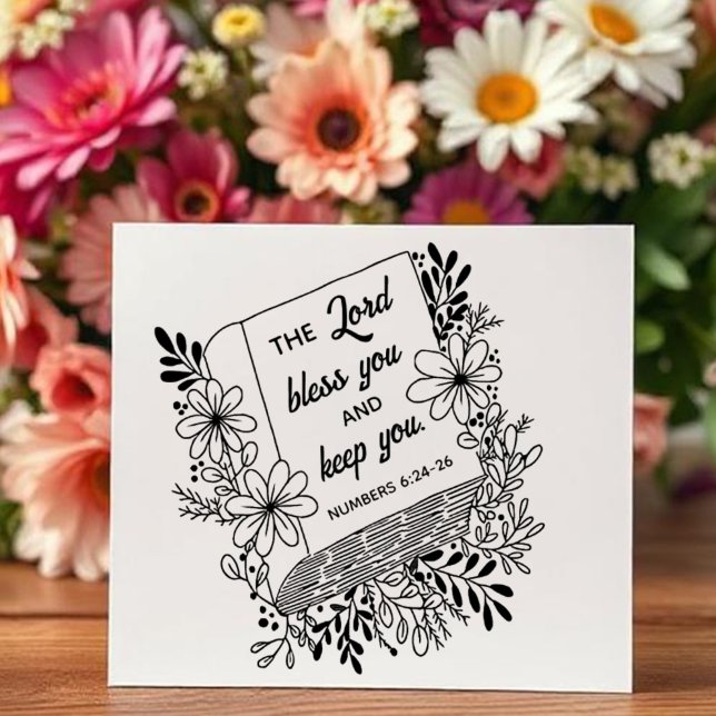 Numbers 6:24 The Lord Bless you Floral Book  Rubber Stamp (Creator Uploaded)