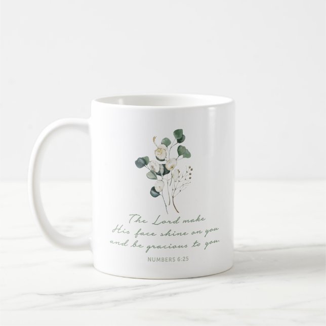 Numbers 6:25, Bible Verse Print, Mug (Left)
