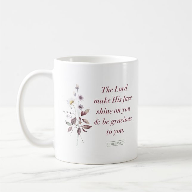Numbers 6:25, Bible Verse Print, Mug (Left)