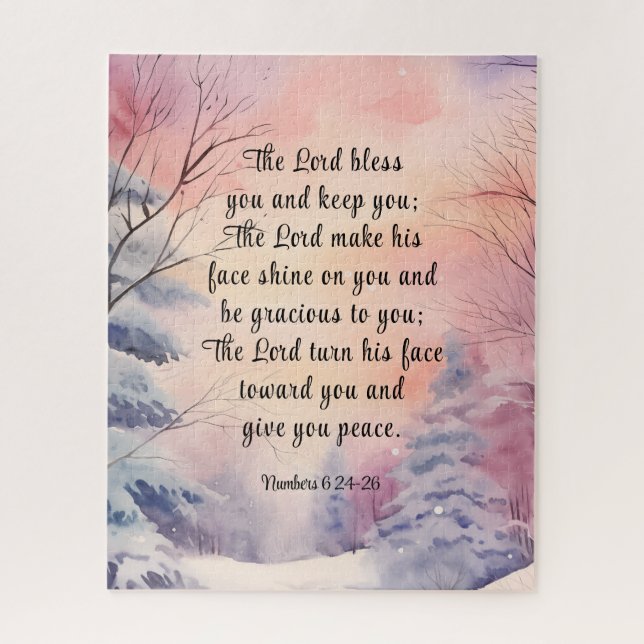 Numbers 6 Lord Bless You Bible Verse Winter Scene  Jigsaw Puzzle (Vertical)