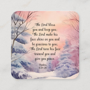 Numbers 6 Lord Bless You Bible Verse Winter Scene  Square Business Card