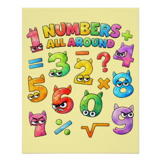 Numbers All Around Maths Poster for Kids UK