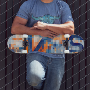 Numbers and letters embedded in small squares skateboard