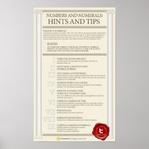 Numbers and numerals: hints and tips poster