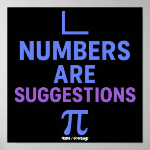 Numbers Are Suggestions Blue Purple Minimal Math Poster