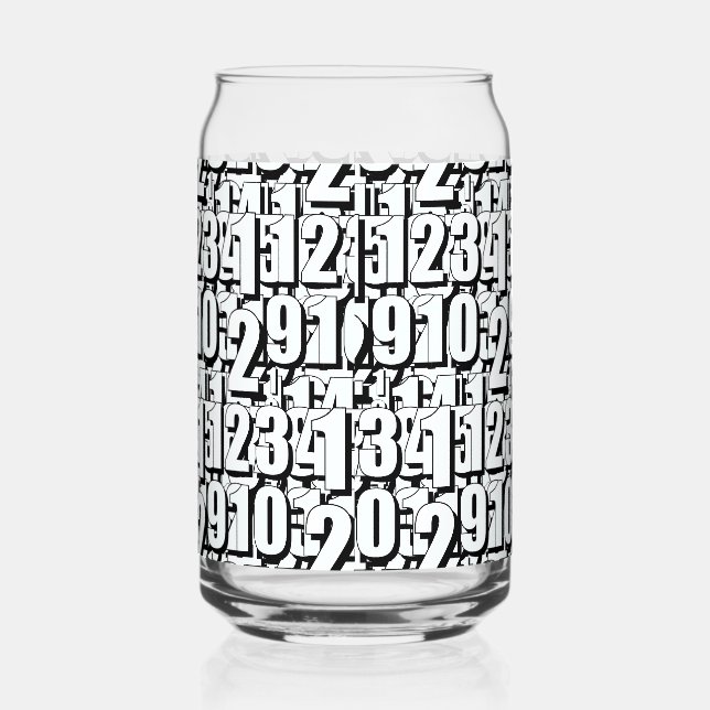 Numbers Black White        Can Glass (Right)