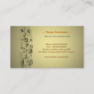 numbers business card