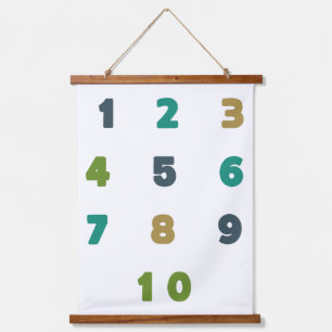 numbers. counting. Wood Topped Wall Tapestry