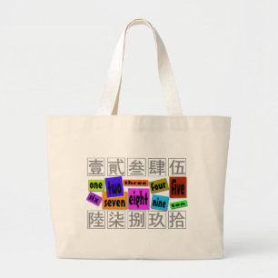Numbers in words large tote bag