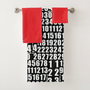 Numbers Kids Black Red      Bath Towel Set