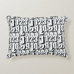 Numbers Kids Black White Decorative Cushion
