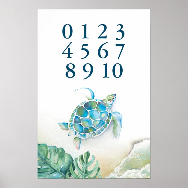 Numbers Kids Posters Tropical Sea Turtle (Front)