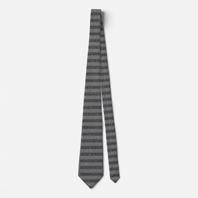 Numbers, Math, Accounting, Calculating Grey Tie (Front)