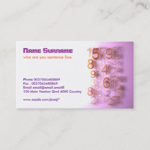 numbers modern business card