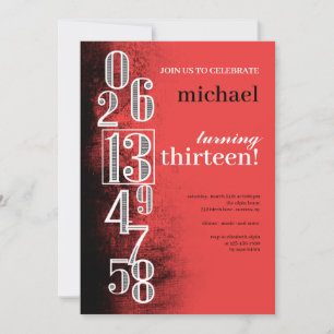 Numbers on Grunge Background Birthday Party Invitation