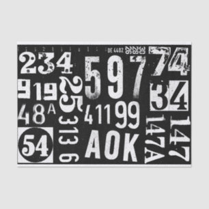 Numbers paper for furniture decoupage and collage 