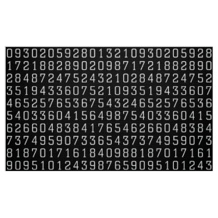 Numbers Pattern - White on Black Fabric