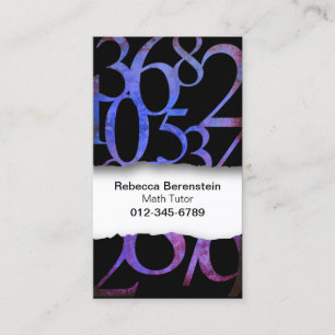 Numbers Ripped Paper Tutor Blue Business Card
