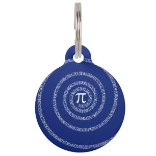 Numbers Spiral for Pi on Navy Blue Pet Tag