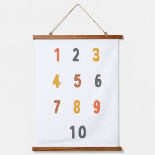 numbers. Wood Topped Wall Tapestry