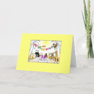 Numeral 13 Candle Animals Birthday Card
