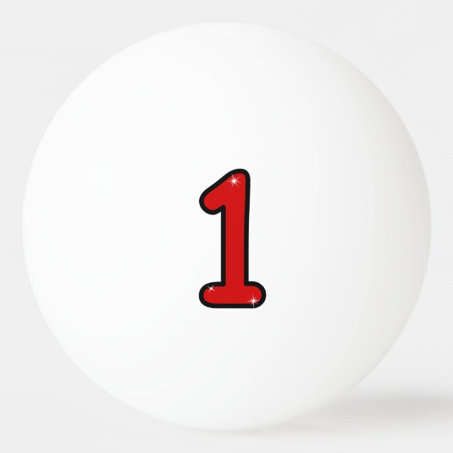 Numeral 1, one, 1 year, number 1, number one ping pong ball (Front)