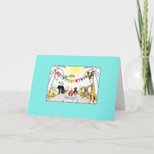 Numeral 6 Candle Animals Birthday Card