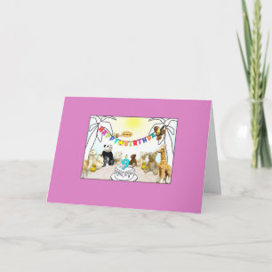 Numeral 9 Candle Animals Birthday Card