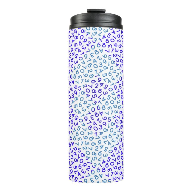 Numeric Pattern 02.BW.2tones.blue.b LGrey BG Thermal Tumbler (Front)