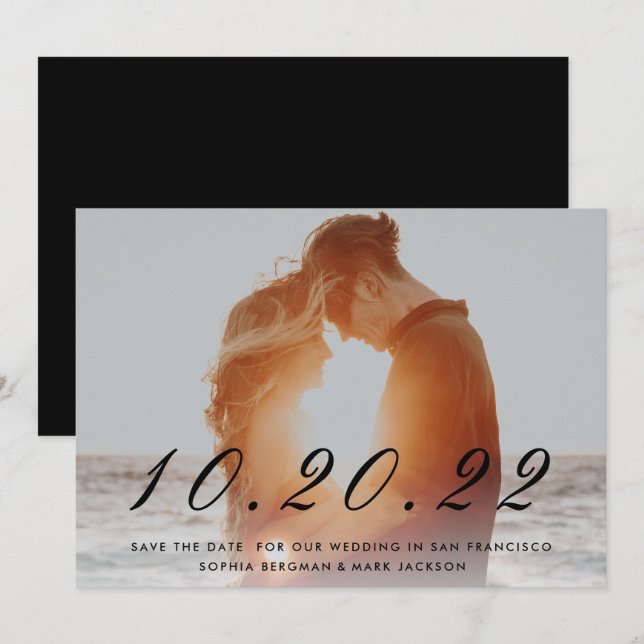 Numeric  Photo Wedding Save the Date Invitation (Front/Back)