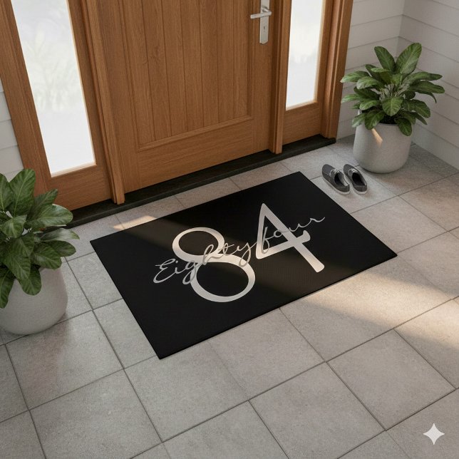 Numerical and text on black background doormat (Numerical and text on black background doormat)