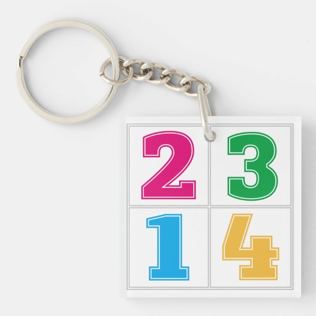 Numerical serie 1234 key ring (Front)