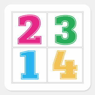 Numerical serie 1234 square sticker
