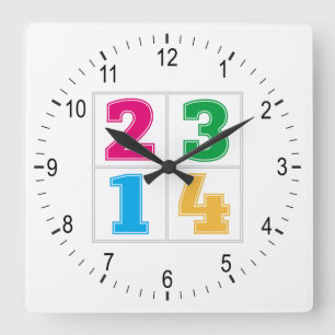 Numerical serie 1234 square wall clock