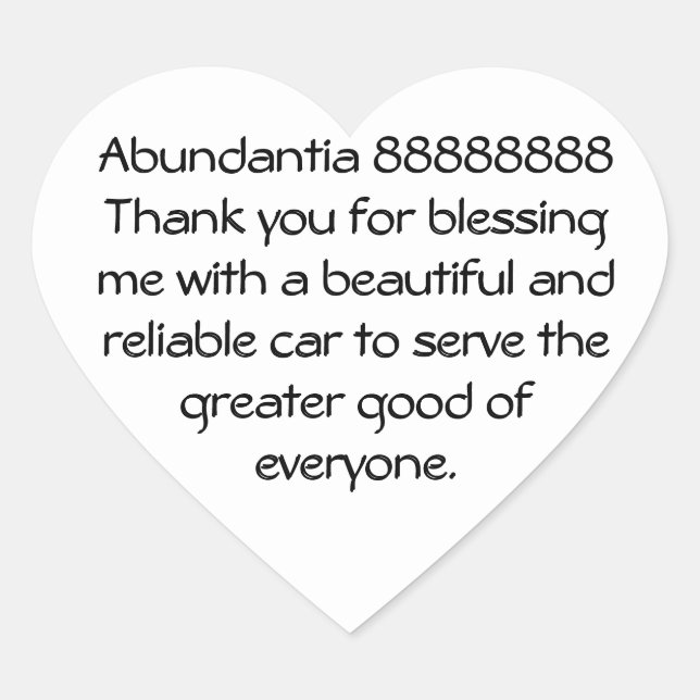 Numerology and Angelic Statement of Gratitude Heart Sticker (Front)