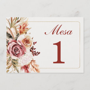 Numeros de Mesa para Bodas Menu
