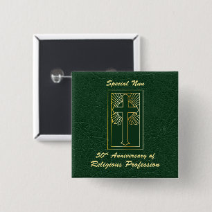 Nun 50th Anniversary of Religious Profession Green 15 Cm Square Badge