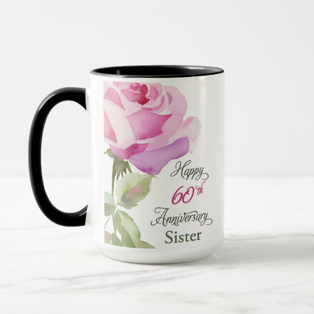 Nun 60th Anniversary Catholic Jubilee Pink Rose Mug (Left)