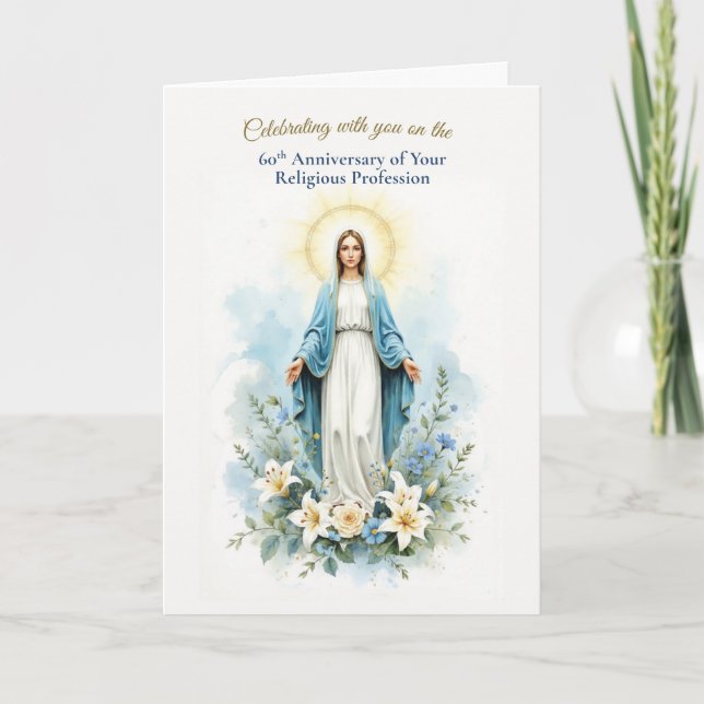 Nun 60th Religious Profession Marian Blessing Card (Front)