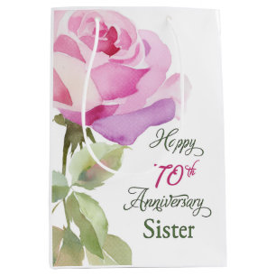 Nun 70th Anniversary Sister Jubilee Pink Rose Medium Gift Bag