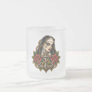 Nun and Anchor Frosted Glass Coffee Mug