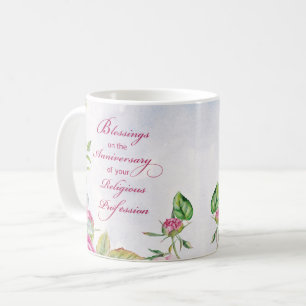 Nun Anniversary of Religious Profession Pink Roses Coffee Mug